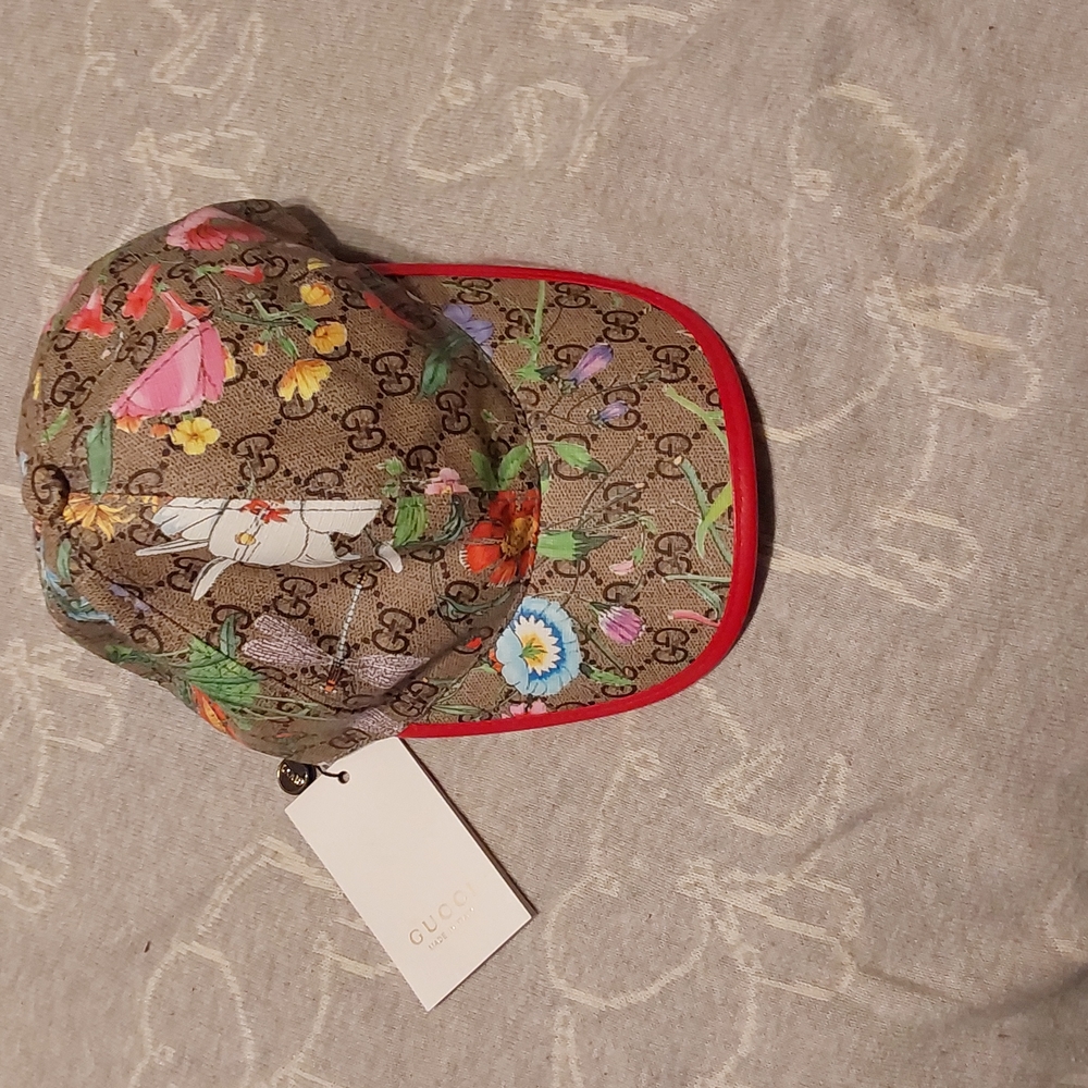 MEN/ UNISEX HAT BY GUCCI GG Supreme Monogram Flora Baseball Hat S Red